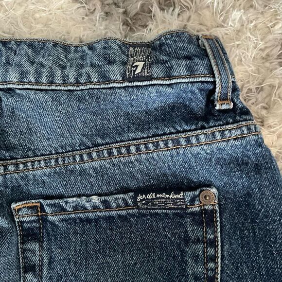7 For All Mankind Denim Mini Skirt Jean Skirt Medium Wash Distressed Size 24 - Picture 5 of 7